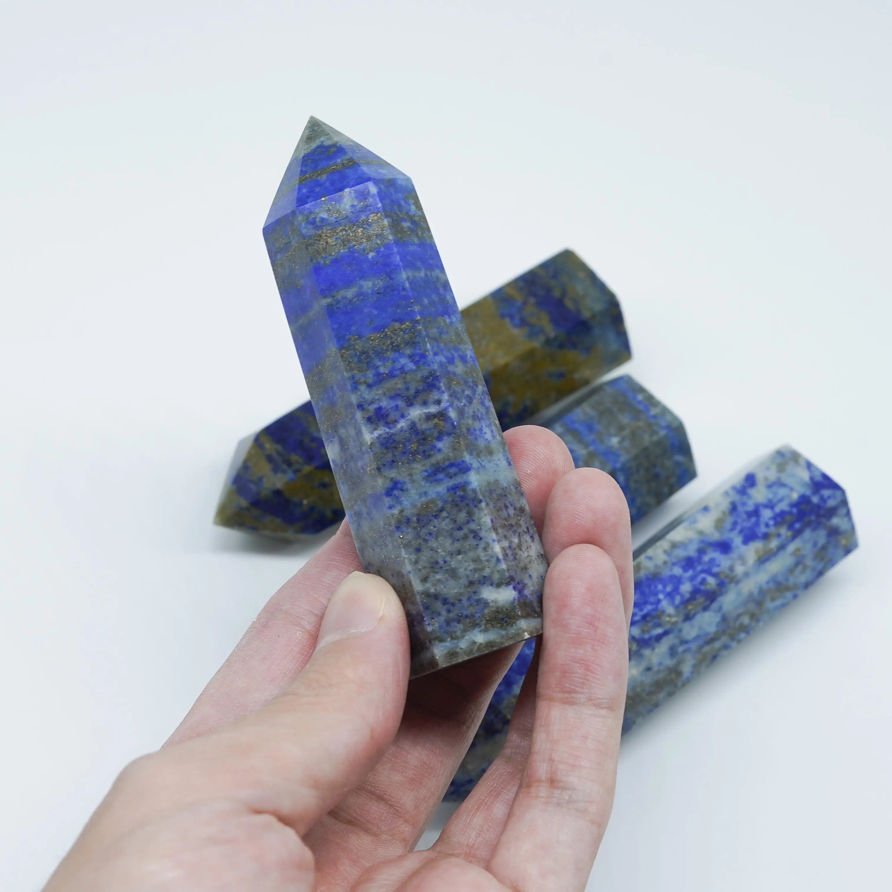 

8-10cm Natural Crystal Lapis Hexagonal Column Crystal Point Mineral Repair Home Furnishing DIY Room Decoration Collection Gift
