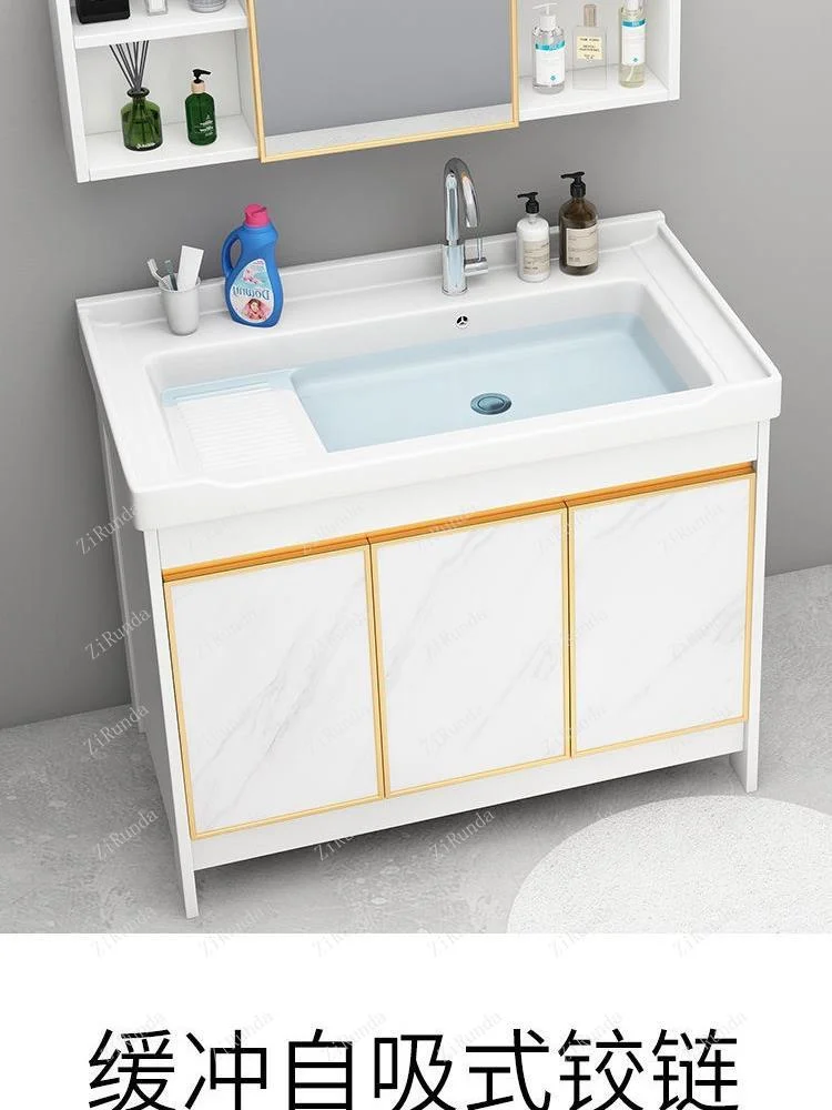 ~Balcony integrated basin, laundry basin with washboard, floor-to-ceiling rock slab, ceramic wash basin