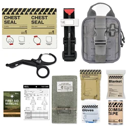 RHINO RESCUE Tactical Survival Trauma Kit with Metal Tourniquet and First Aid Supplies (CMS - Gray)