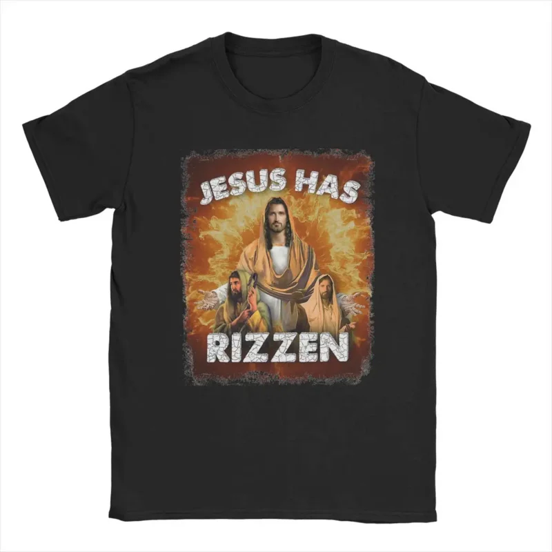 

Jesus has Rizzen meme men's T shirt crazy tee shirt short sleeve round neck T-shirts 100% cotton new arrival tops