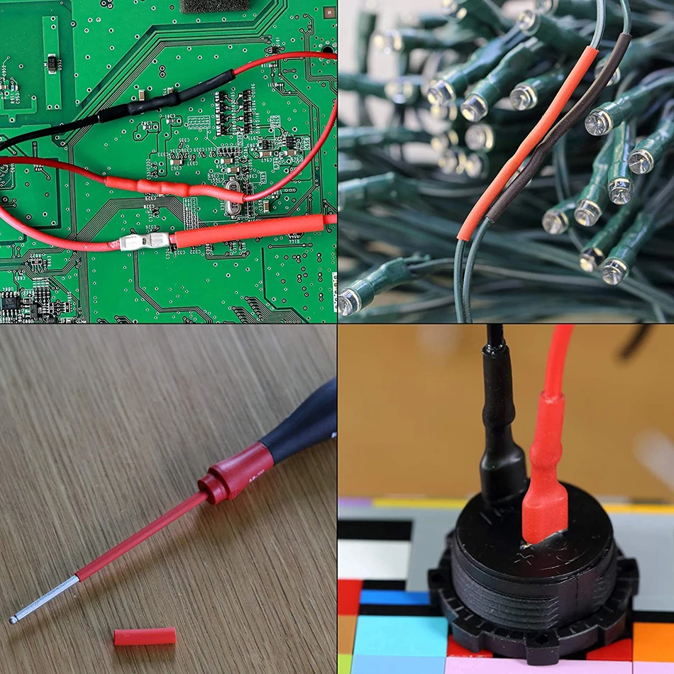 270Pcs 3:1 Shrink Dual Wall Adhesive Lined Heat Shrink Tubing Tube 6 Size 3/8",1/4",3/16",1/8",3/32",1/16" Black Red