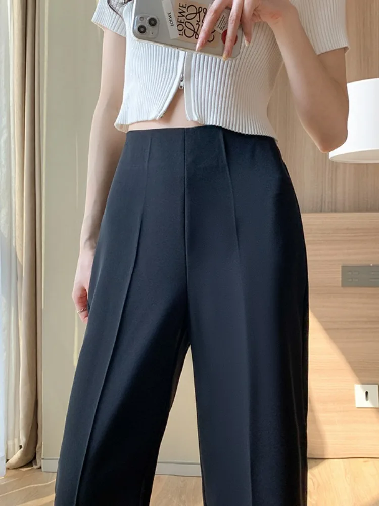 Large Size Micro Flared Suit Pants Narrow Version Wide Leg Pants For Women In Summer 2023, High Waisted Sagging Straight Pants