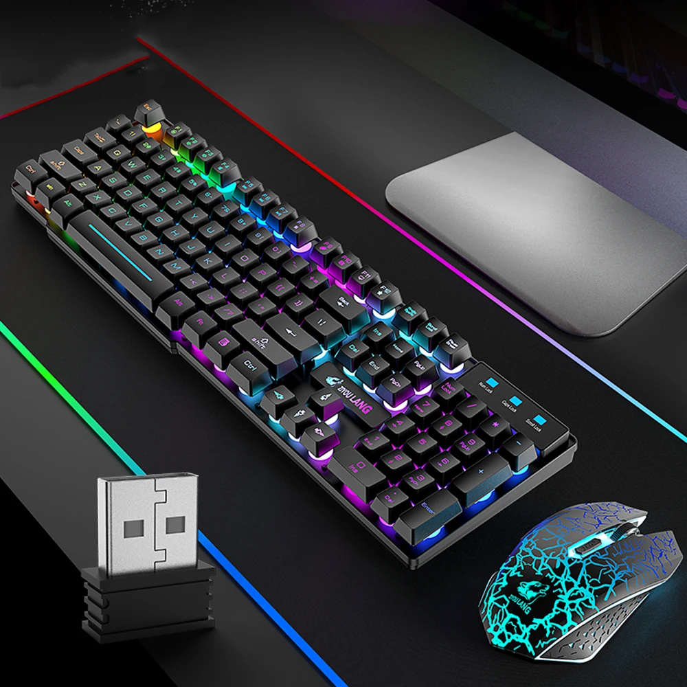 2 4G Беспроводная игровая клавиатура мышь комбинированная перезаряжаемая