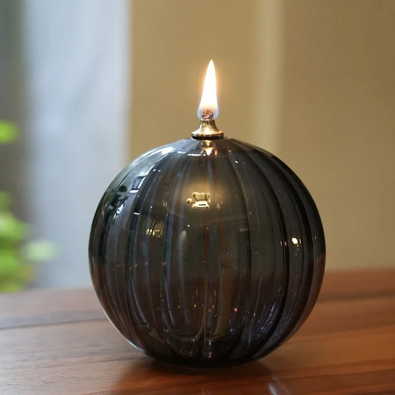 Glass Oil Lamp Handmade Refillable For Home Decor