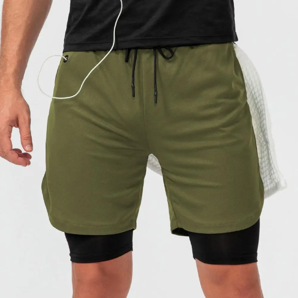 

Loose Sport Shorts Stretchy Double Layers Quick Drying Running Shorts for Men