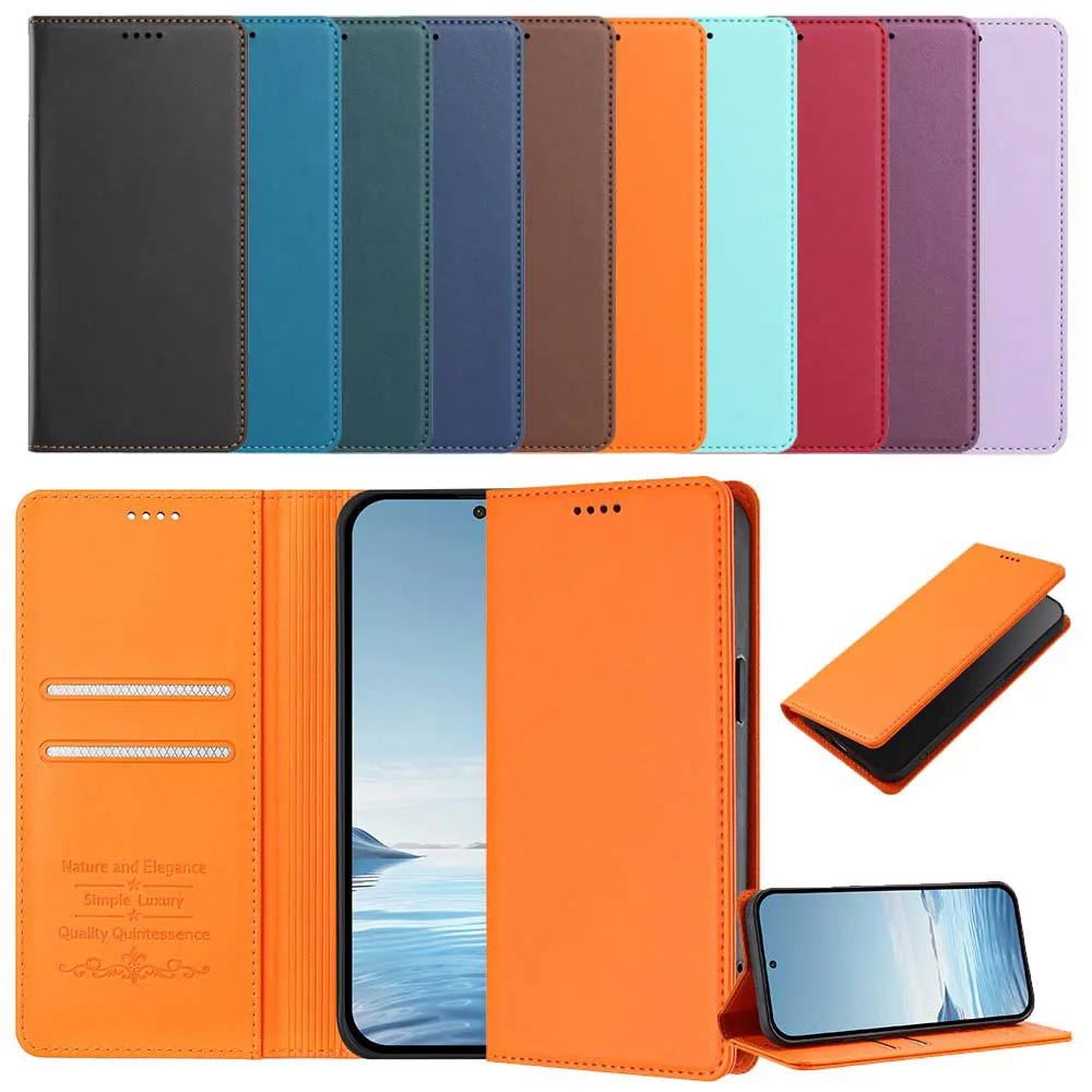 Premium Magnetic Leather Flip Wallet Case - Elegant Back Cover