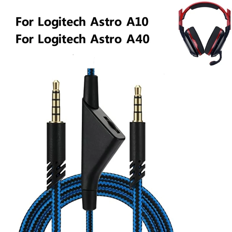 

Сменный плетеный кабель для наушников A10 A40, провод для игровой гарнитуры с встроенным колесиком регулировки громкости, шнур для наушников