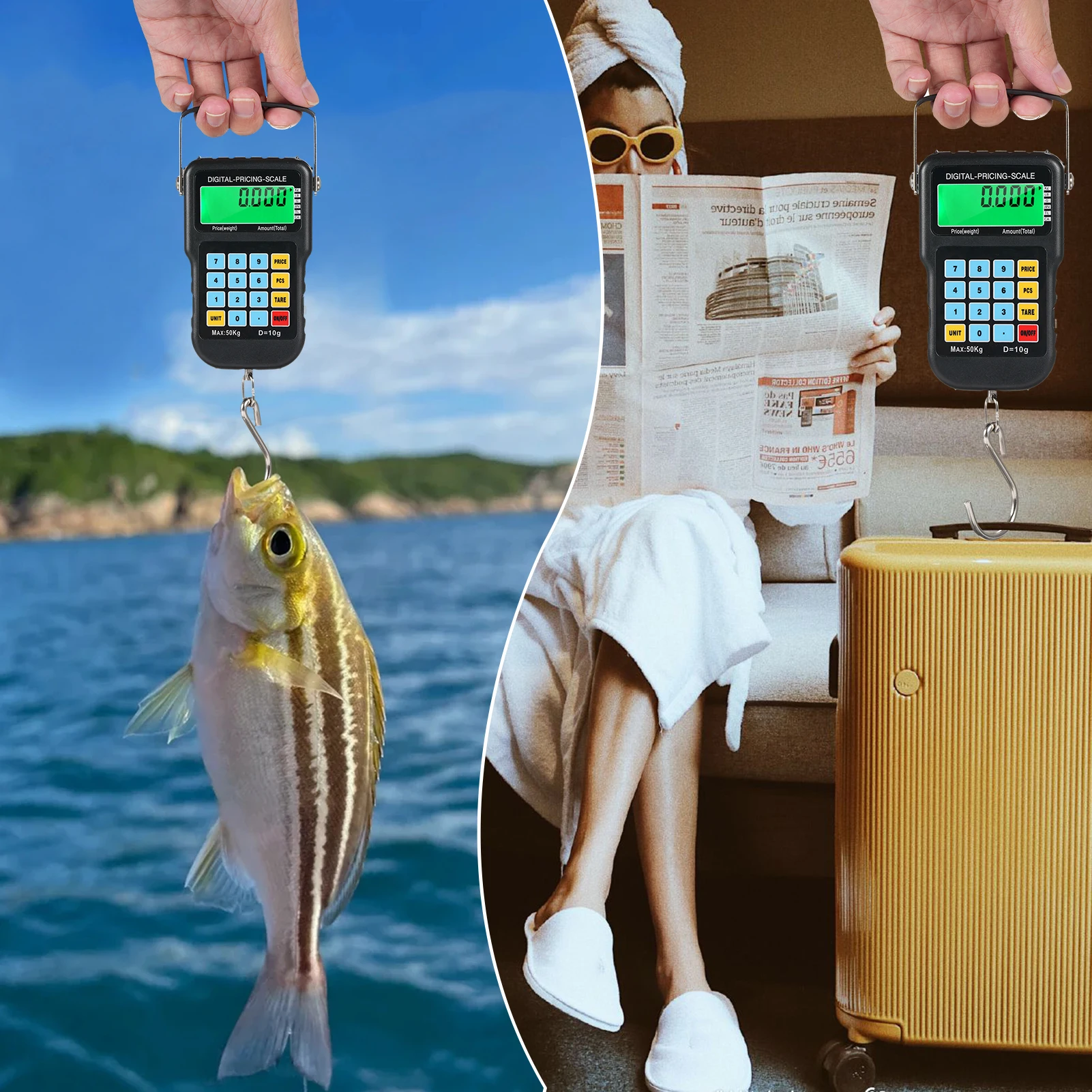 110lb/50kg Fish Scales Backlit LCD Portable Electronic Hook Digital Fishing Scale Hanging Scale with Measuring Tape Ruler - Image 6