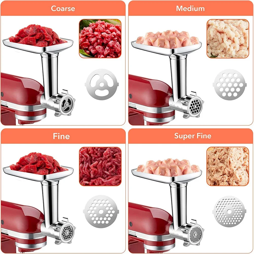 

Meat Grinder Blades Attachment Sausage Stuffer Accessories for KitchenAid Stand Mixer All Metal Meat Mincer for Food