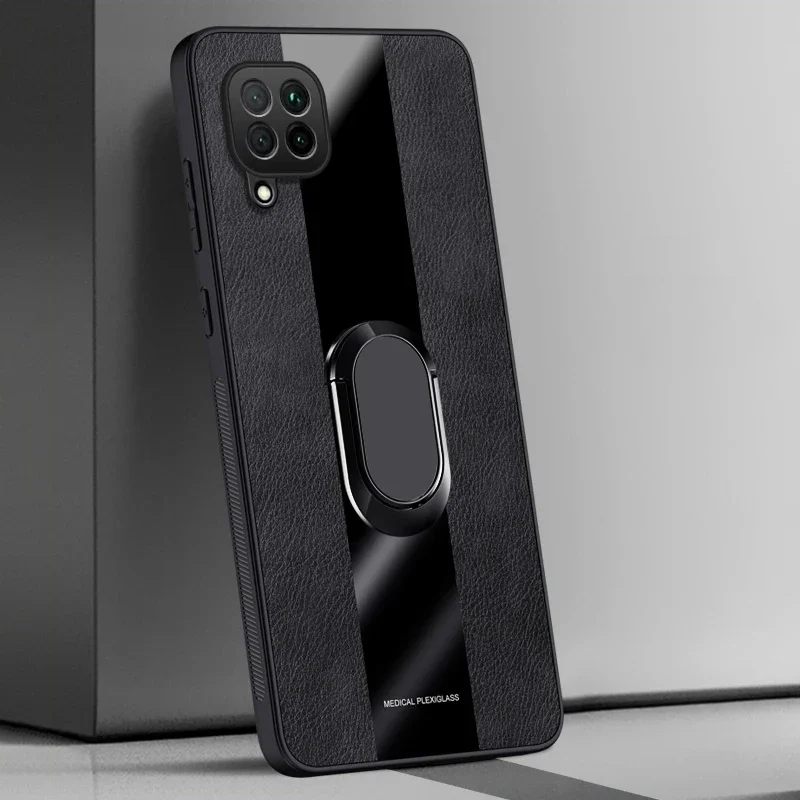 Luxury Leather Magnetic Ring Holder Phone Case - Premium Silicone Protection
