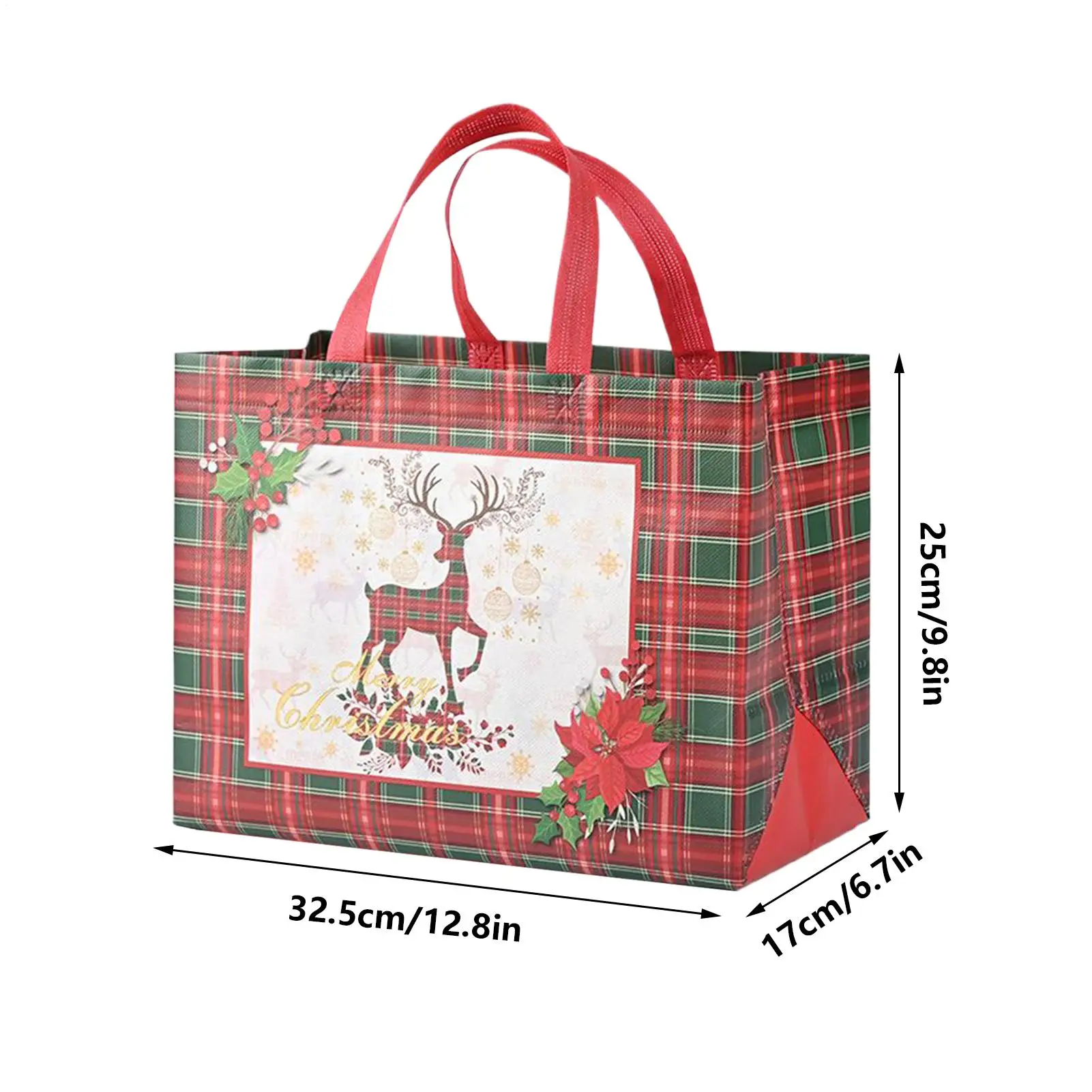 Christmas Bags 12 Pieces Non Woven Festive Shopping Wrapping Sacks Christmas Sacks With Handles For Party Favors Treat Chocolate