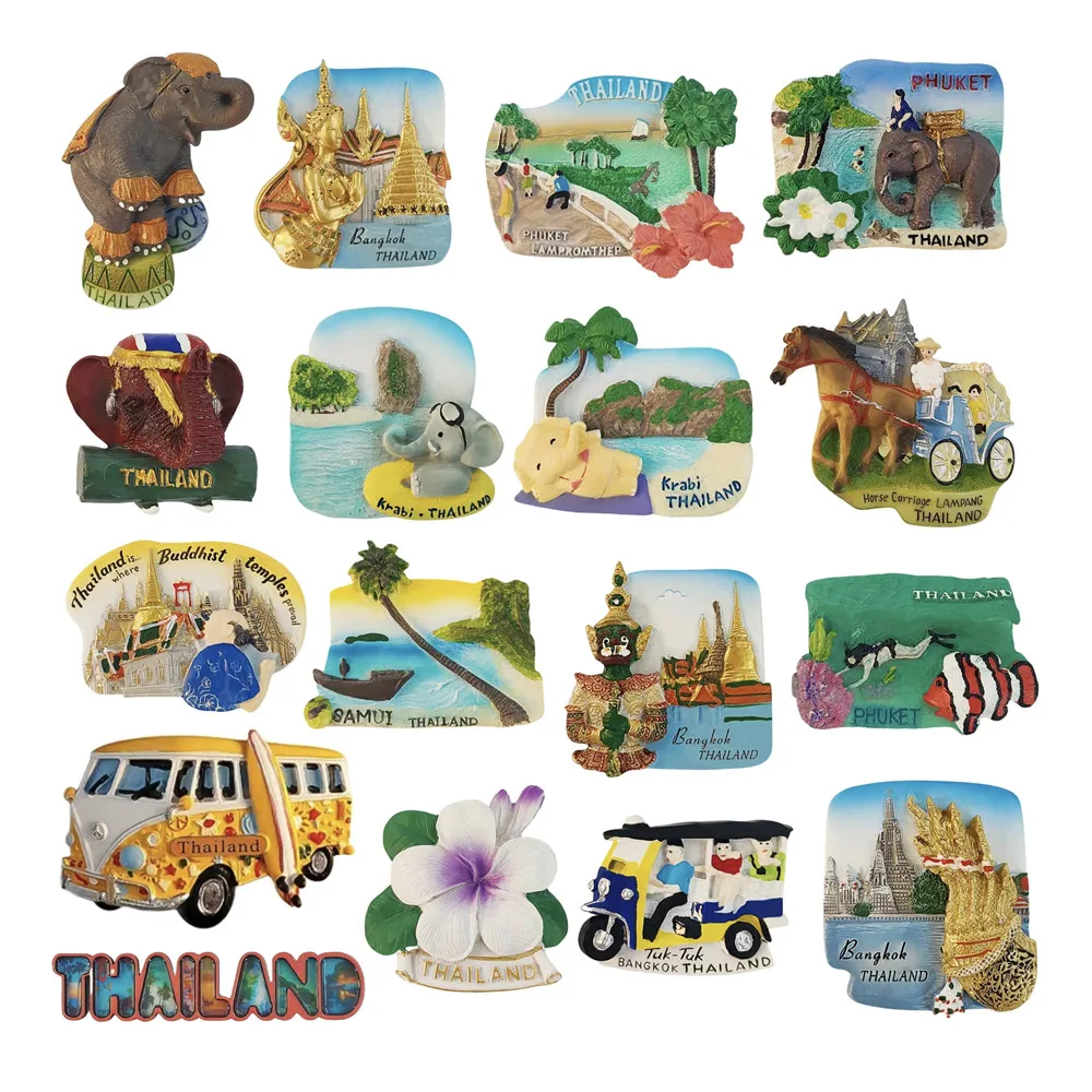 Asia Thailand Samui Krabi Phuket Bangkok Tourist Souvenir Magnetic Sticker Fridge Magnetic Refrigerator Handicraft Gifts