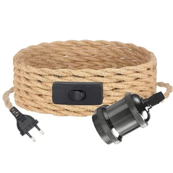 Vintage 4.5M Hemp Rope Pendant Light with Switchable EU Plug - 3 meters (1)