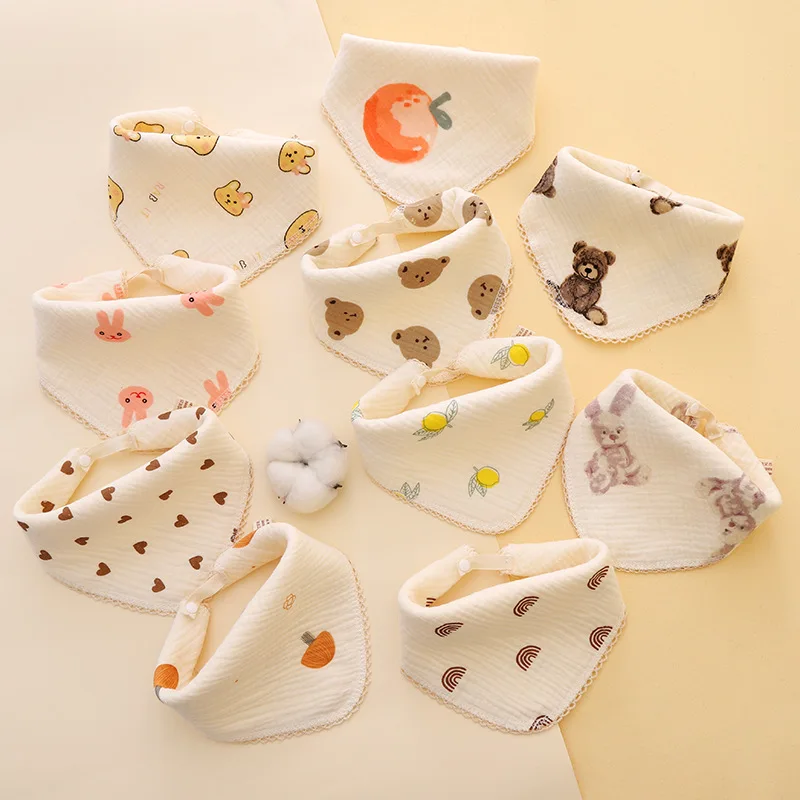 

Baby Saliva Towel Pure Cotton Triangle Towel Newborn Children's Bib and Milk Puffing Towel Baby Items