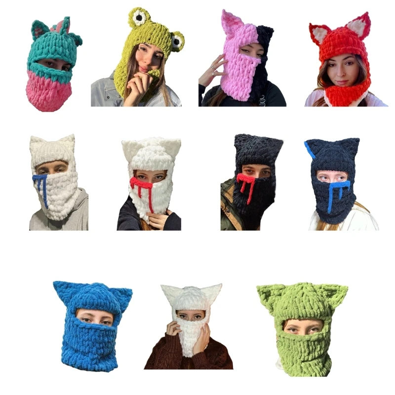 

Cat Ear Hat Halloween Hat Headgear for Outdoors Knitted Devil Chenille Yarn DXAA
