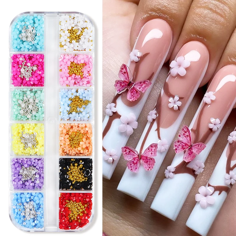 Set 8pcs 3D Nail Flowers - Acrylic Nail Flowers - 3D Flower Nails art | eBay