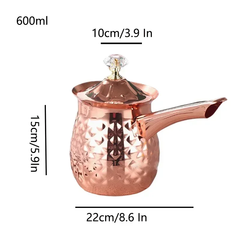 Caffettiera Turca In Acciaio Inox 540 Ml | Pentola Multiuso Per Caffè, Schiuma Latte E Scaldaburro Con Coperchio