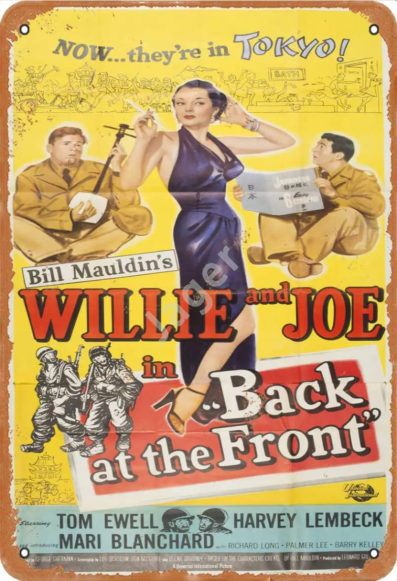 Slall Willy And Joe In Back At The Front Retro Street Sign Household Metal Tin Sign Bar Cafe Car Moto Garage Decoration S