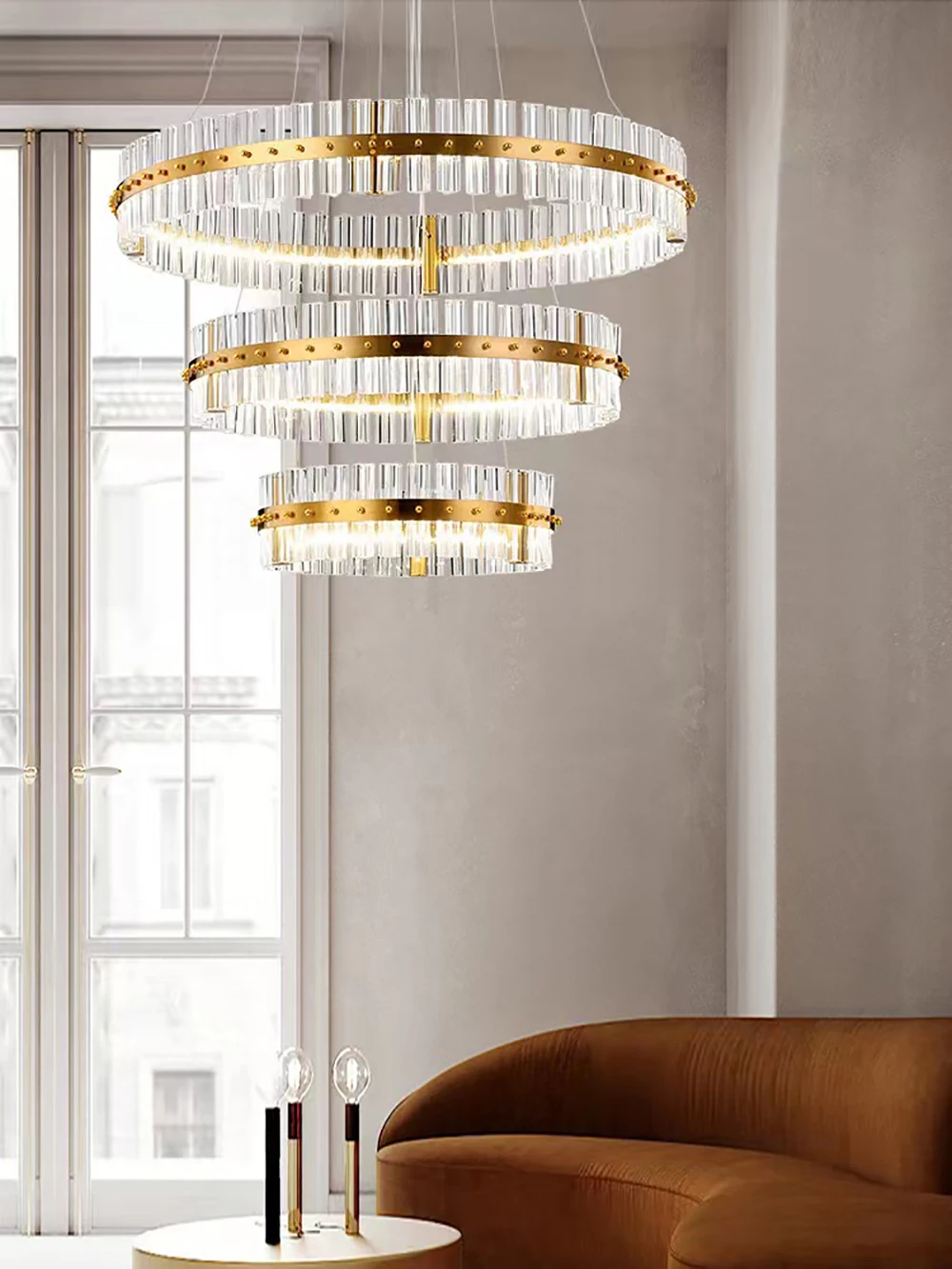 Pendant Light Modern Luxury Gold/Silver Rings LED Interior Hanging