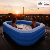 Piscine gonflable rectangulaire pour usage domestique, fabriquée en PVC durable, idéale pour les rassemblements familiaux, les fêtes d'été et les loisirs en plein air. 6