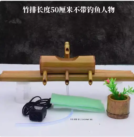 Bamboo Aquarium Water Recycling Feng Shui Decoration Tube Water Fountain Stone Trough Filter Office Desktop Furnishings