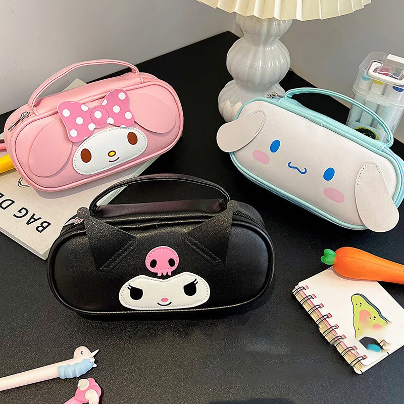Kawaii Sanrio Makeup Bag Cinnamoroll Kuromi Cartoon Anime Cute Large Capacity Cosmetic Storage Bag Toys Ragazze Regali Di Natale