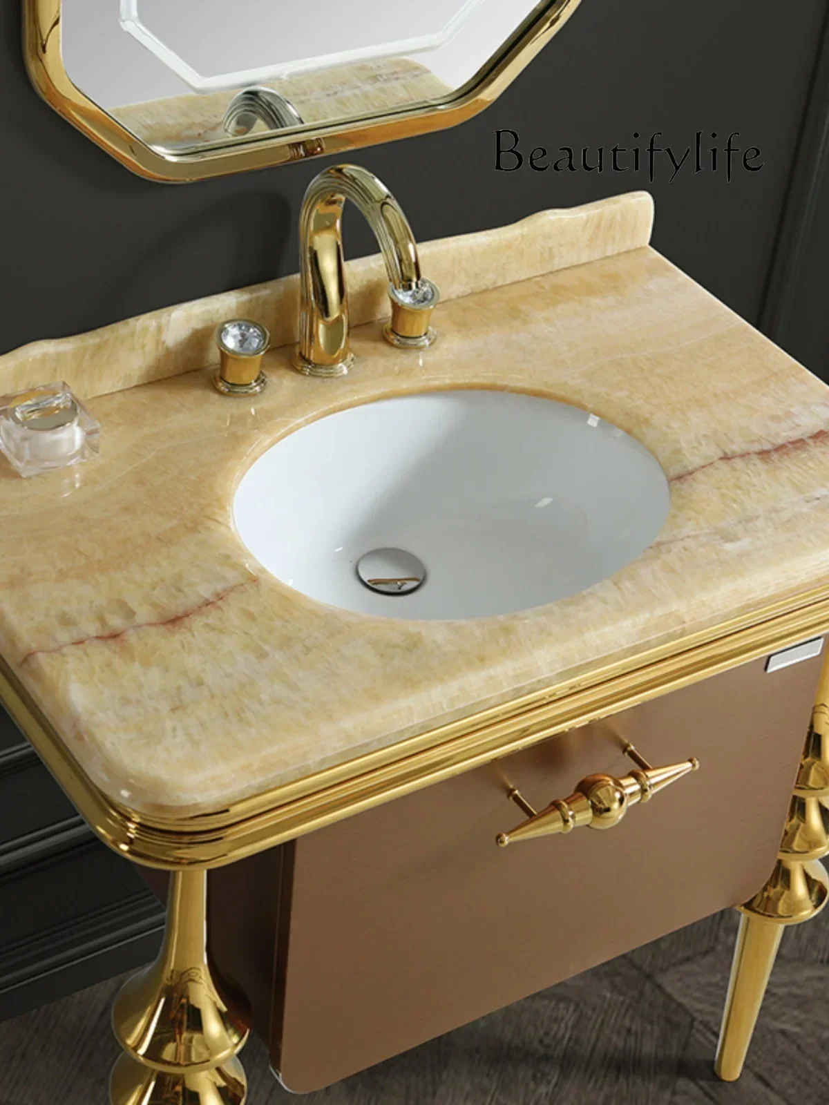 toilet marble washstand smart mirror European washbasin Wabi wind stainless steel bathroom cabinet