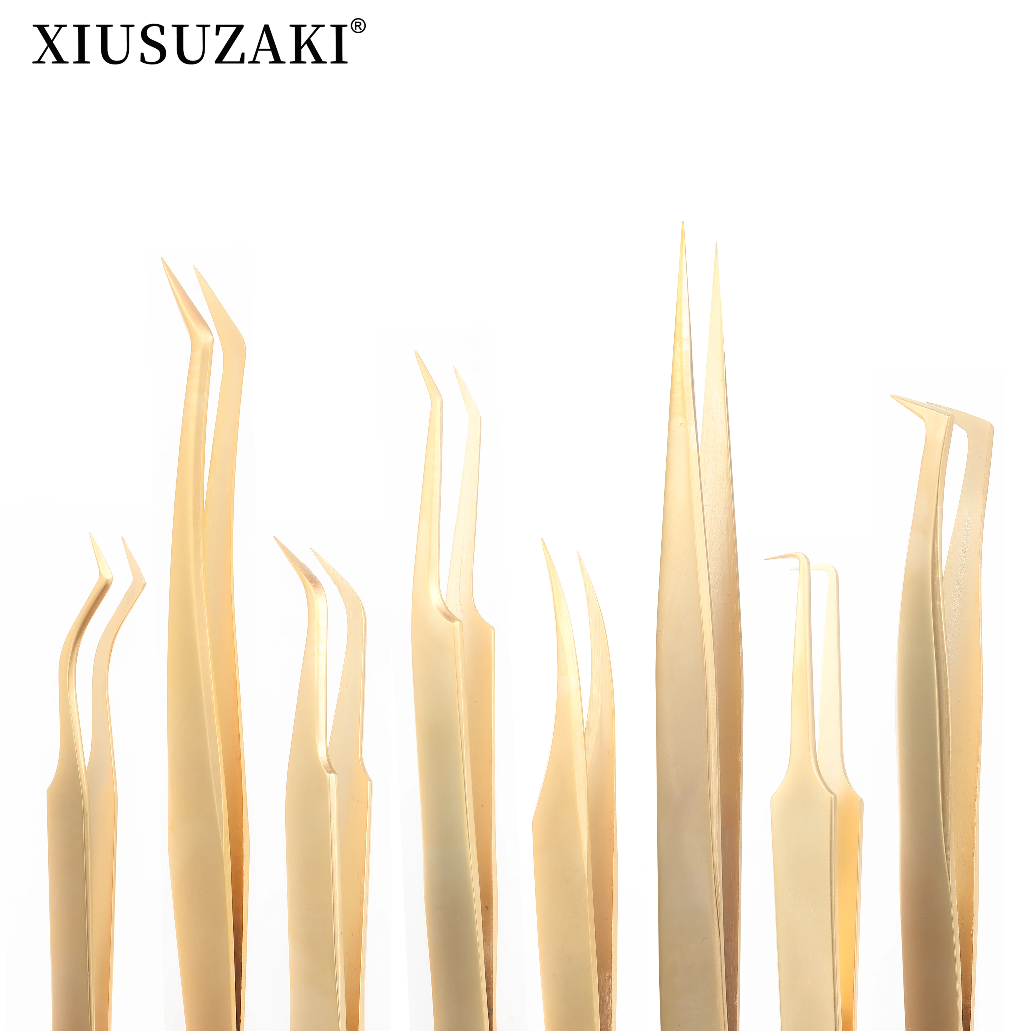 XIUSUZAKI High precision eyelash extension forceps, stainless steel eyelash 3D precise clip for makeup titanium alloy 5