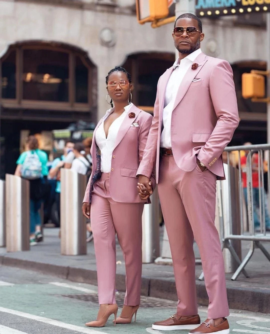 British Pink Costume Homme Mens Suits 2 Pcs Groomsmen Wedding Tuxedos Terno Masculino Slim Fit Prom (Jacket+Pants)