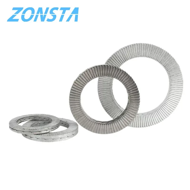 Stainless Steel Dacromet Double Deck Self-Locking Washer Wedge Lock Loose Shock Proof Gasket M3 M4 M5 M6 M8 M10 M12 M14 M16~M22