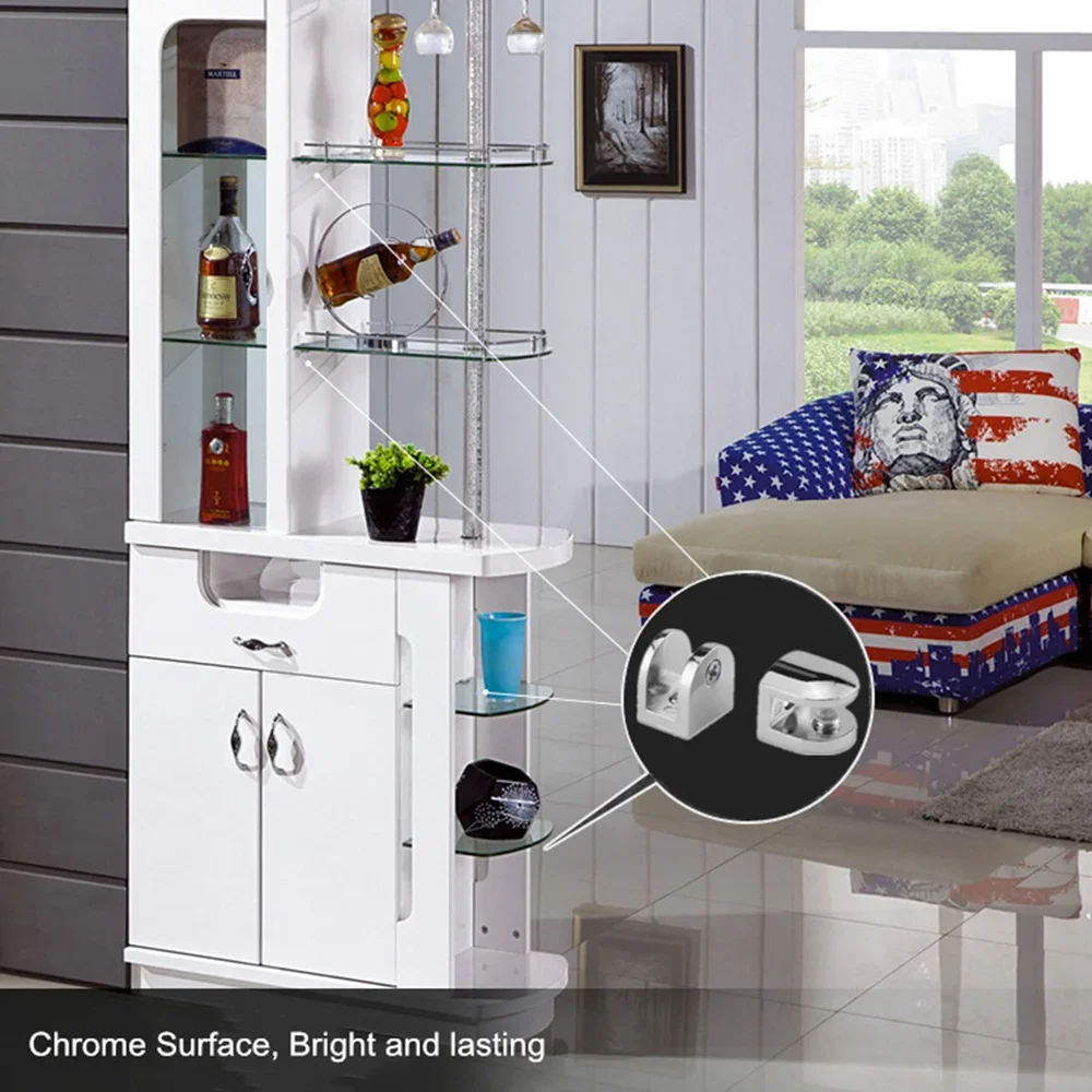 Glass Shelf Clamp Holder 12Pcs/Lot Glass Brackets Adjustable Zinc Alloy Glass Clip Shelf Clamp Holder Flat Back Mount Holder for Staircase Handrail