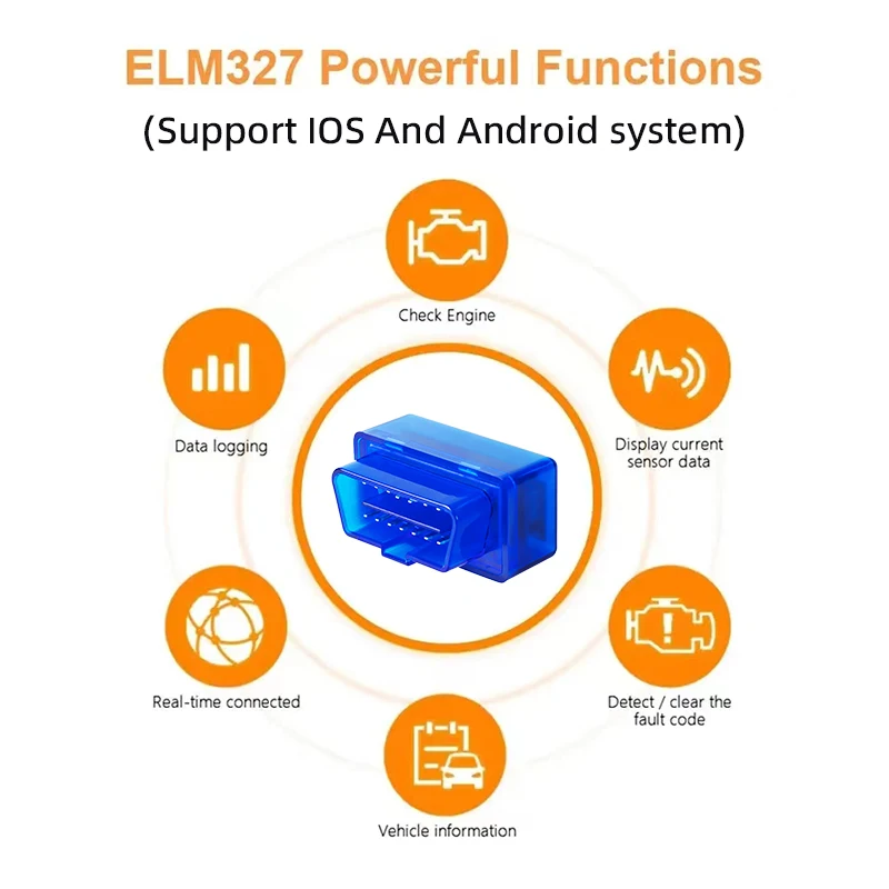 Mini ELM327 V2.1 OBD2 Scanner Code Reader Bluetooth Car Diagnostic Tool Automotive Fault Detector For Android /IOS