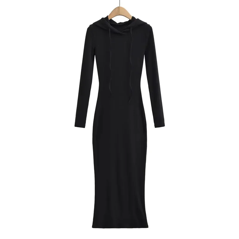 Sun-imperial Fitted Hooded Ribbed Jersey Midi Dress