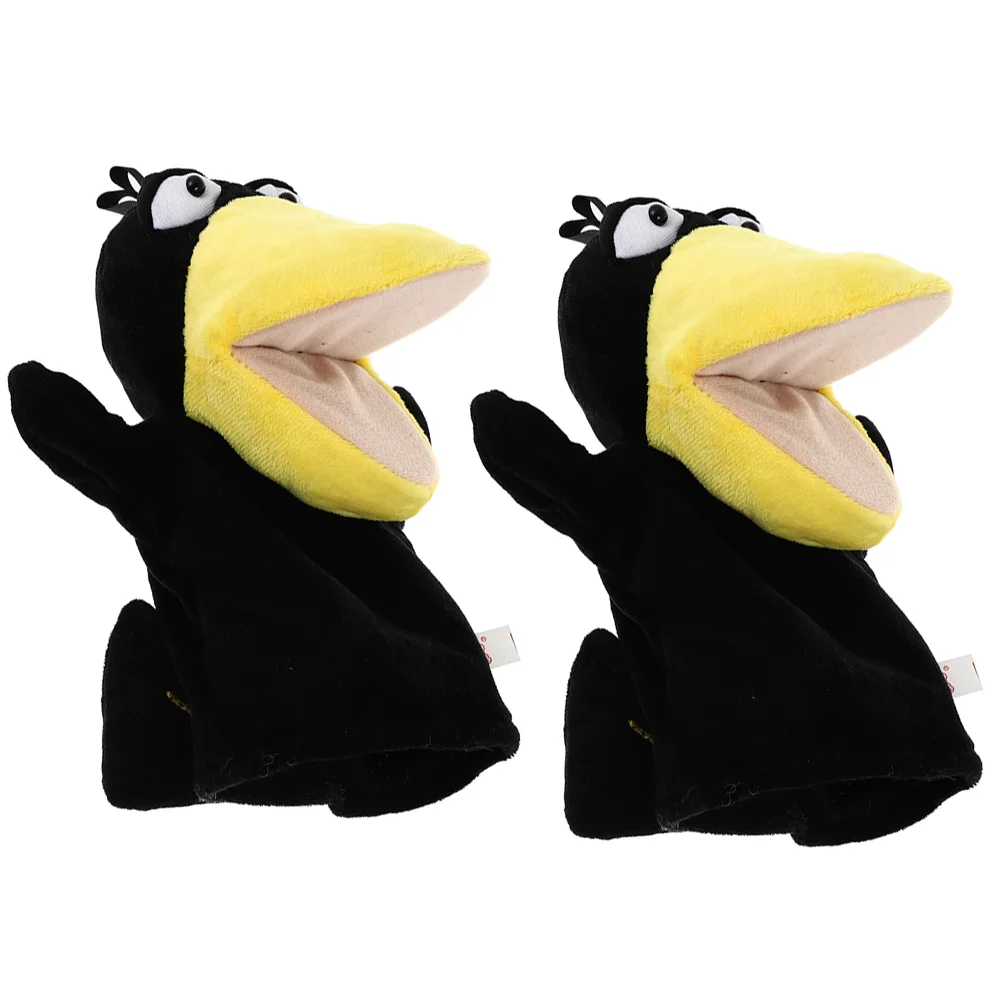 Crow Hand Puppet Animal Toys Animals Puppets for Toddlers Kids Cartoon Small Interactive Childrens delicate baby puppets wearing cute animal shaped fingers for babies puppets doll kids babys cute finger hand cartoon animal toys