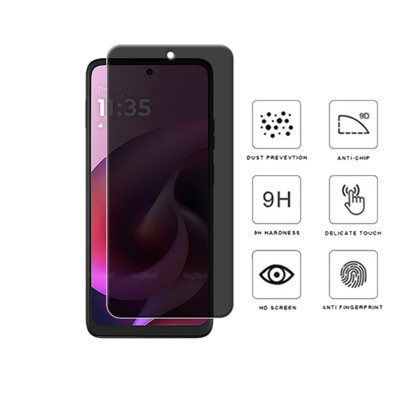 6-in-1 Privacy Tempered Glass Screen Protector with Lens Protection
