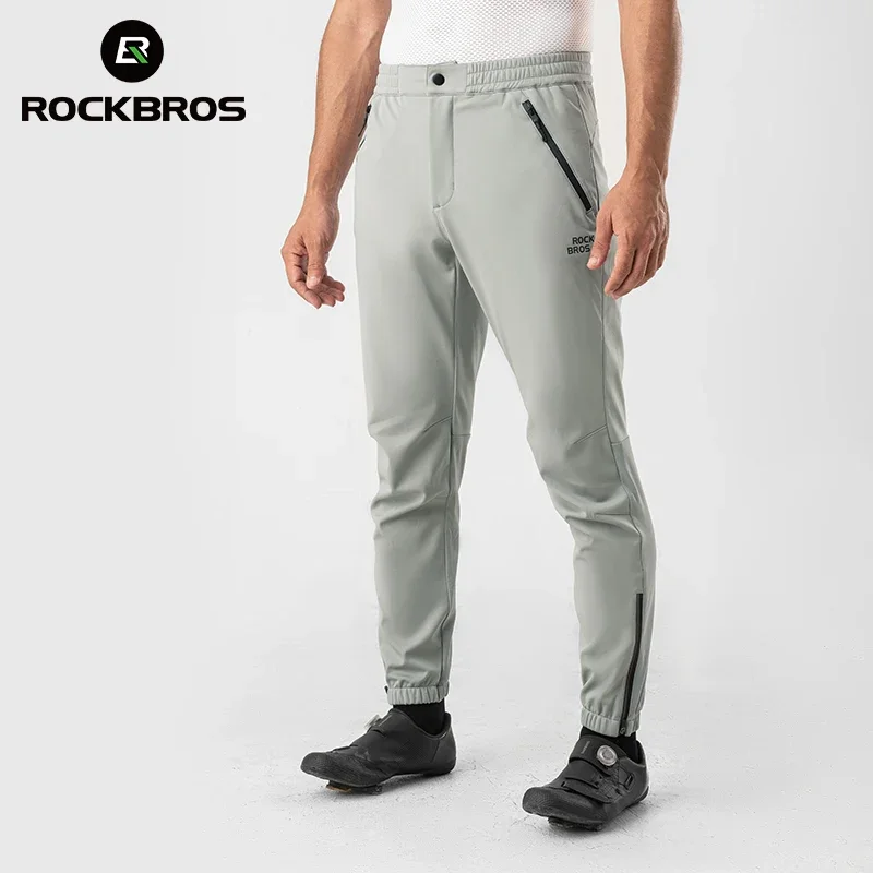 ROCKBROS Winter Cycling Pants Windproof Thick Fleece Bicycle Pants Men Outdoor Camping Thermal Warm Ski Trousers Sweatpant