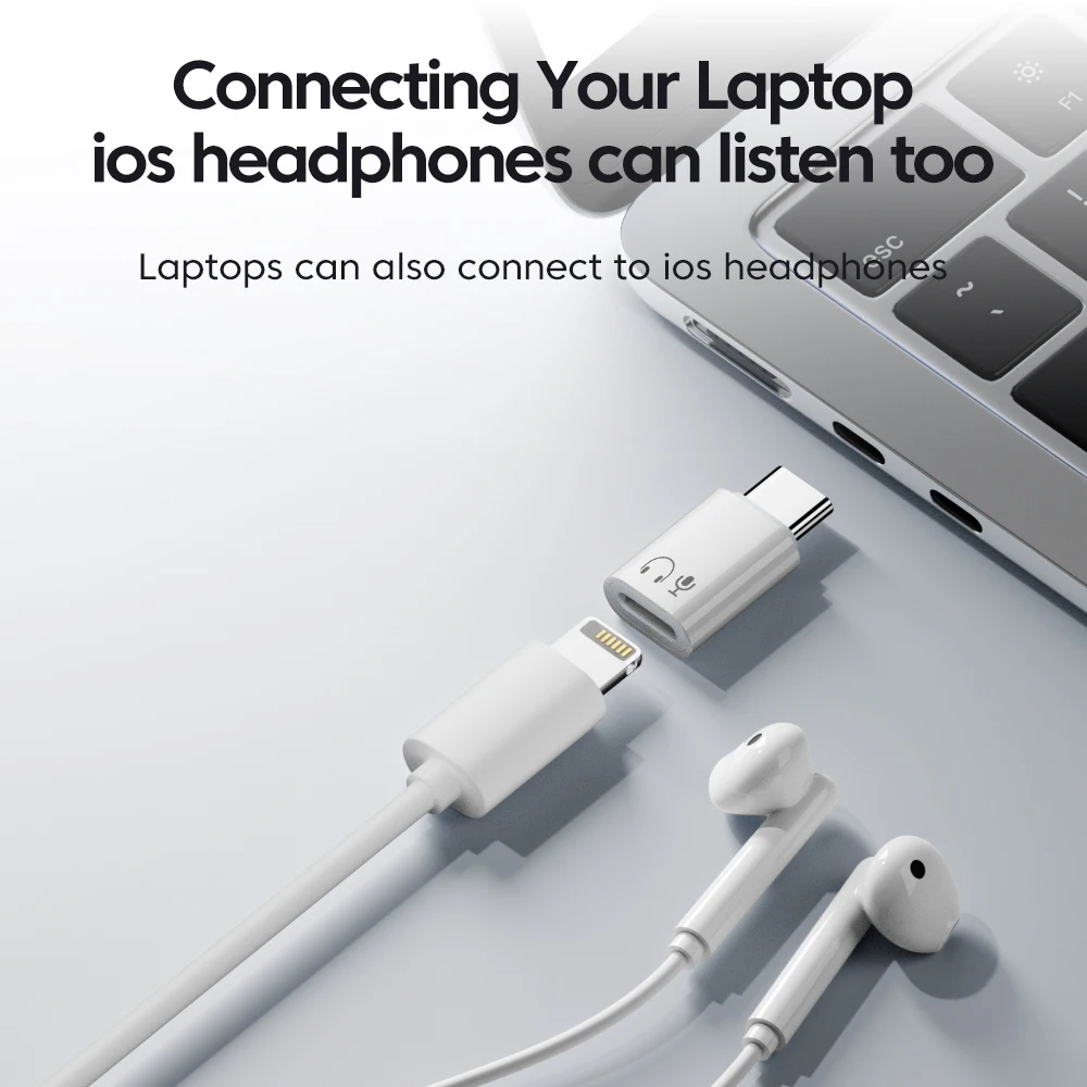 타입 C to 라이트닝 어댑터, 헤드폰용 iOS 여성용 to USB C 남성용 이어폰 오디오 어댑터, 아이폰 16 15 삼성 맥북 PC용