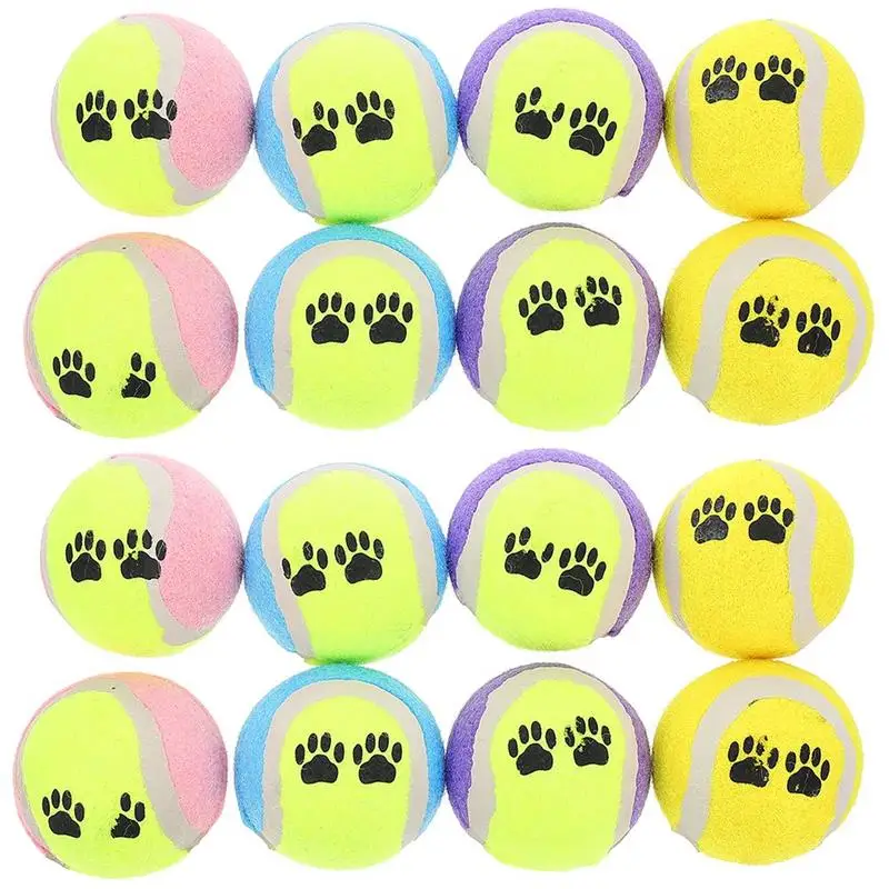 

16 Pcs Small Breed Puppy Toys Dog Throwing Balls Dogs Portable Rubber Tennis Fetch Random Color