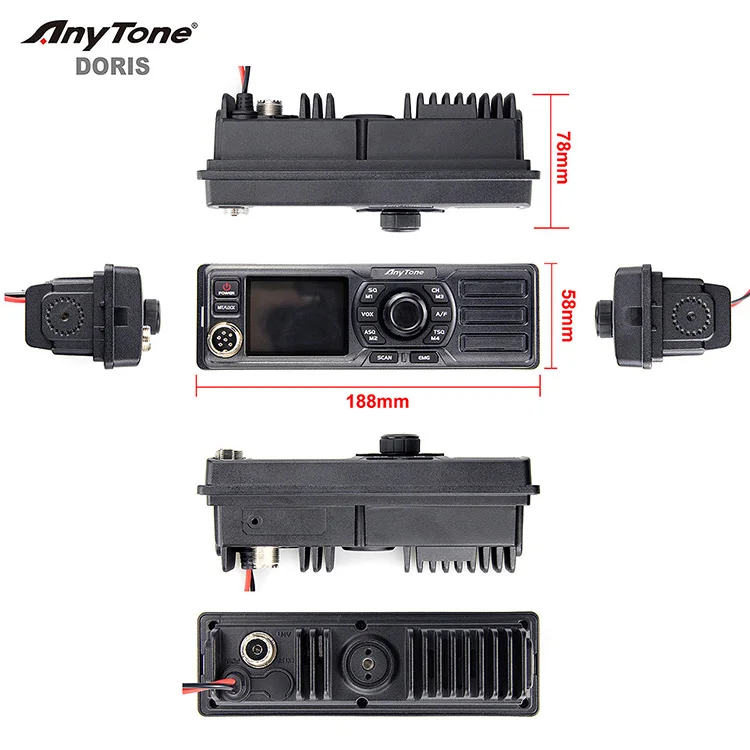 ANYTONE DORIS AM FM 27Mhz CB Radio with Din size 4W Out put Power Vehicle Mounted two-way radio images - 6