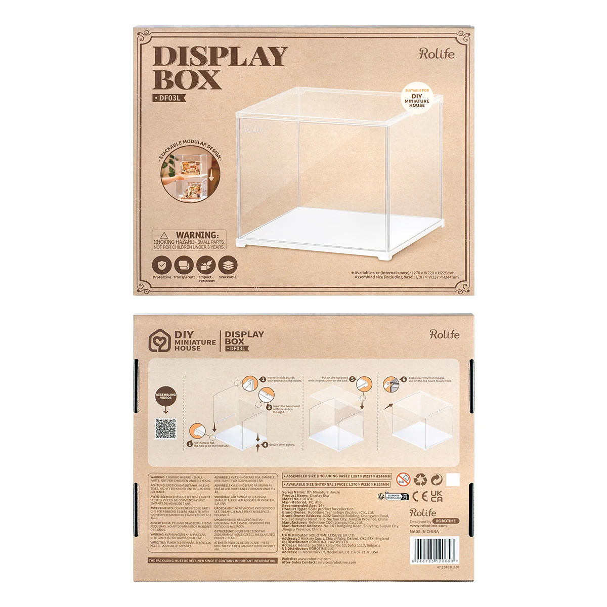 Robotime Rolife Dust Proof for All Miniature House Dollhouse Display Box Home Decoration Easy to Assembly 6