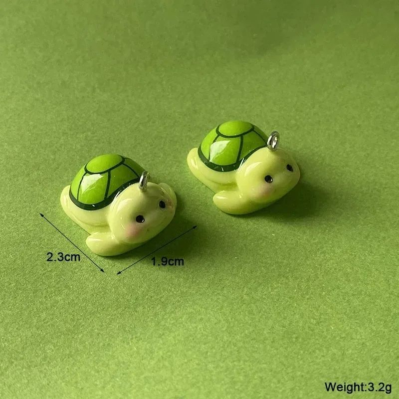 10개 귀여운 3D 작은 거북이 레진 참 장식품 귀걸이 키체인 DIY 장 보석 만들기