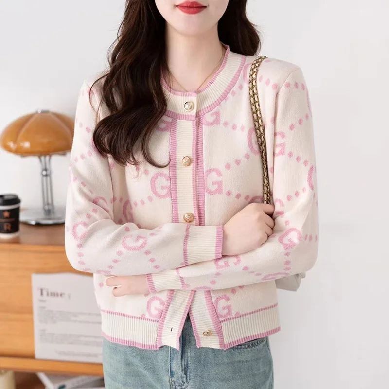 Autumn Winter Elegant Jacquard Soft Wool Knitted Cardigan Women Fashion Loose O-neck Thick Warm Sweaters Chic Vintage Tops - Image 3