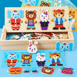 Montessori Wooden Animal Dress-Up Puzzle Set (A)