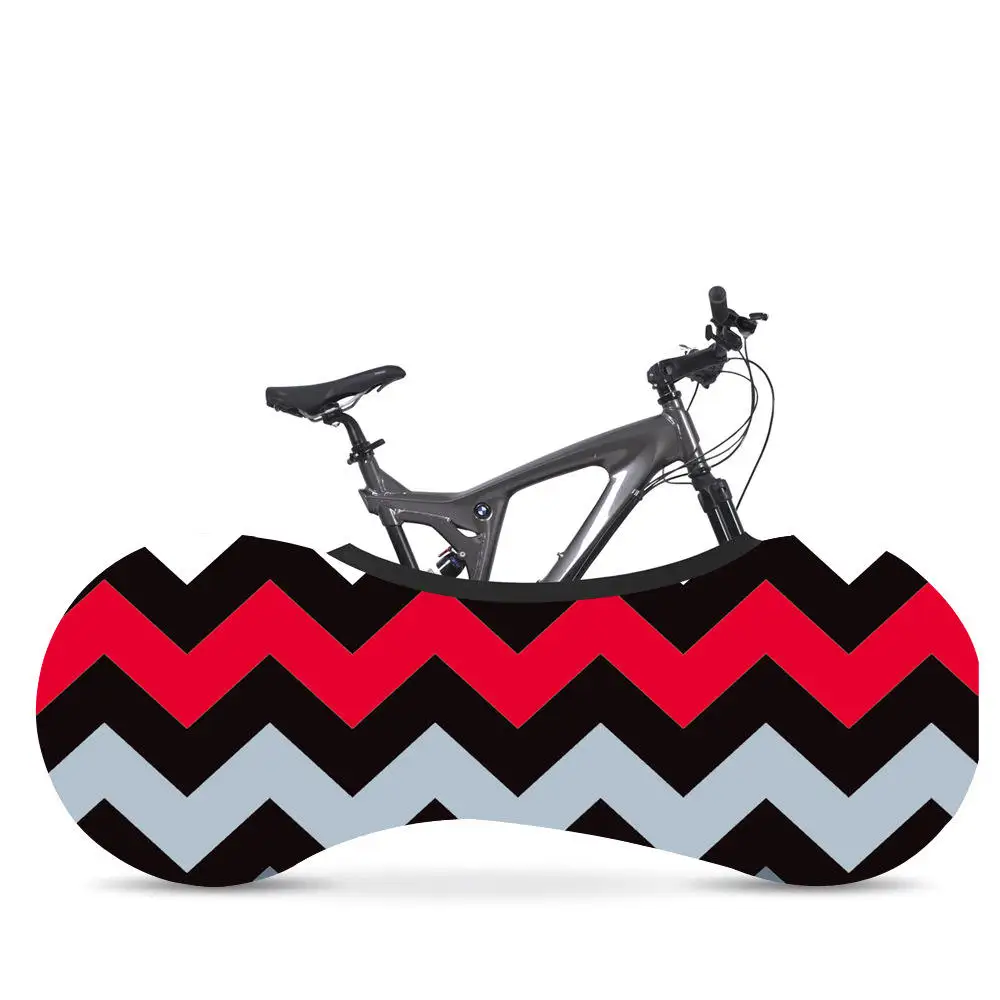 

Red and Black Crease Line Print Elastic Package Anti-dust Scratch-Proof Indoor Mountain Milk Silk Fabric Bicycle Wheel Cover