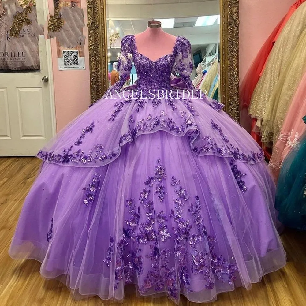Glitter Purple Princess Dress,Quinceanera Dress, Sweet 16 Dress Y787