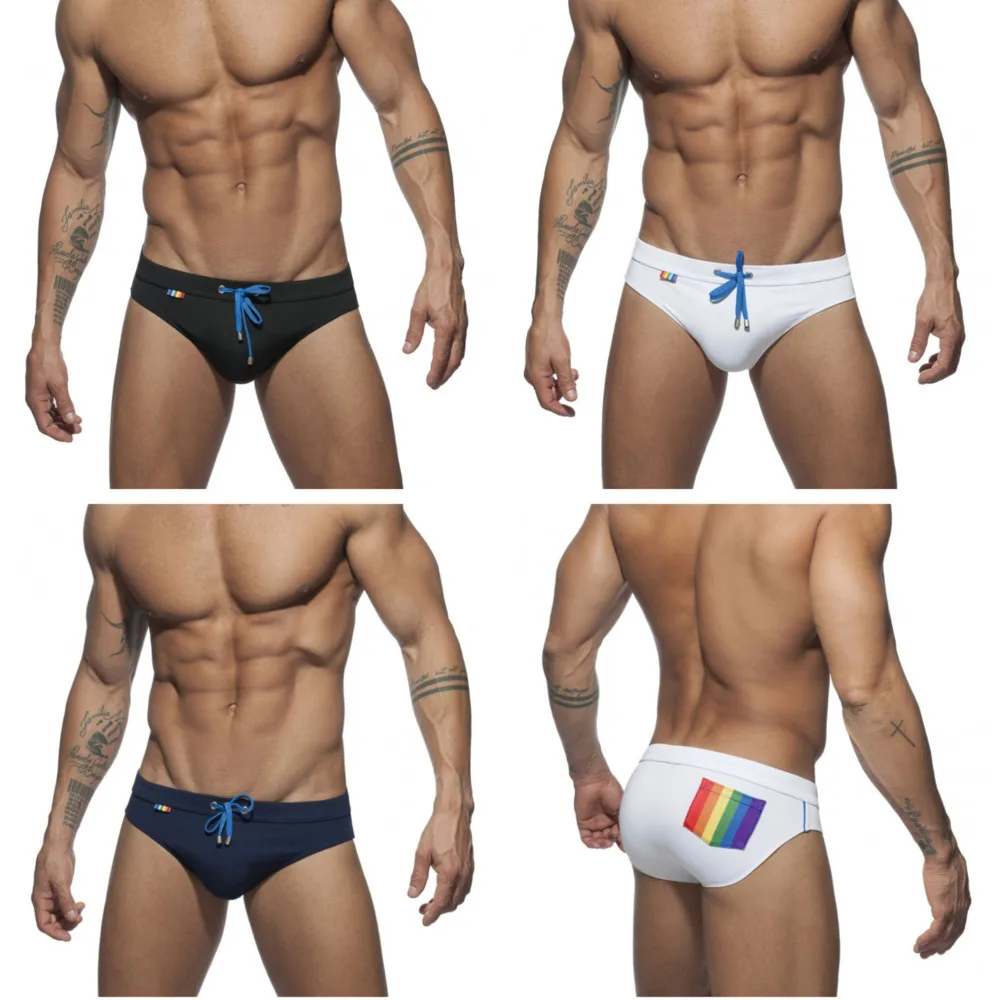 Side Double Zipper Swimsuits Man Swim Breifs For Gay men Fashion Swimming Trunks Shorts Surf Swimwear Male