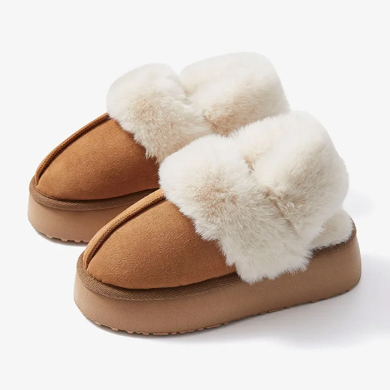 Short Plush Winter Slippers Women Platform Sandals Warm Fleece