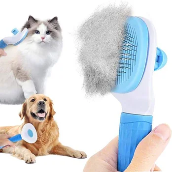 One-Click Pet Dog Hair Removal Comb Cat Slicker Brush Self-cleaning Cat Hair Remover Brush for Dog Cat Grooming Accessories tool 1