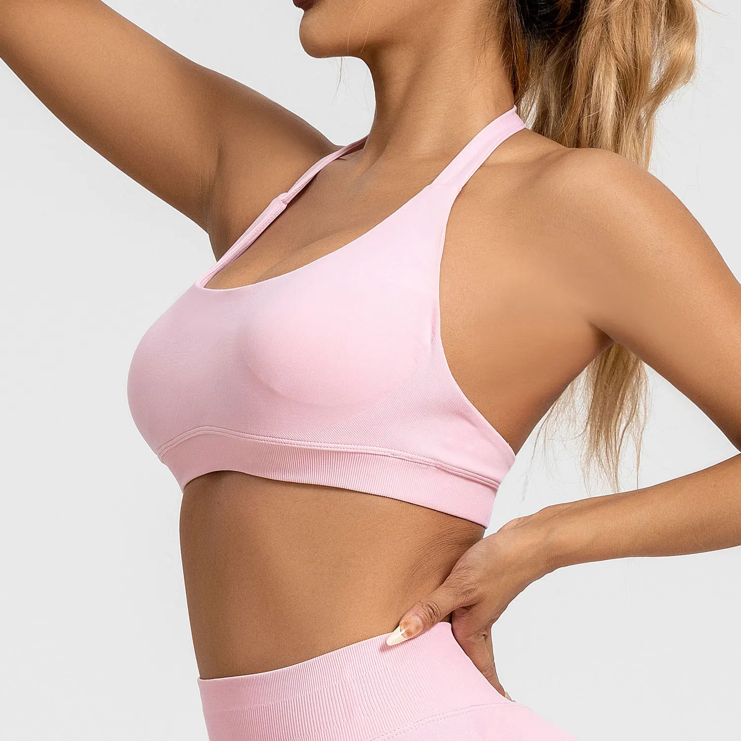 Seamless Halter Sports Bra Push-Up Yoga Gym Top 6