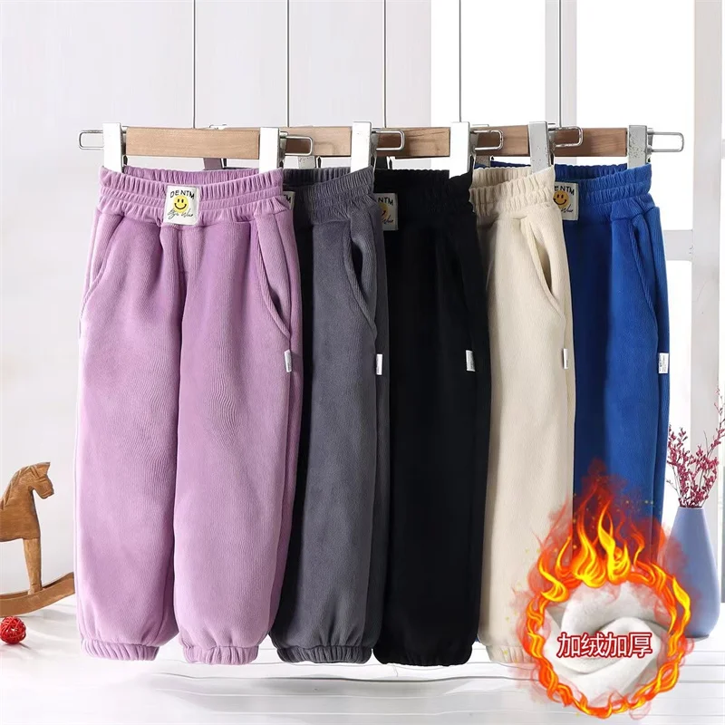 

Winter Thick Corduroy Pants Padded Plus Velvet Warm Trousers Children Long Pants Autumn Kids Boys Girls Baby Casual Cotton Trous